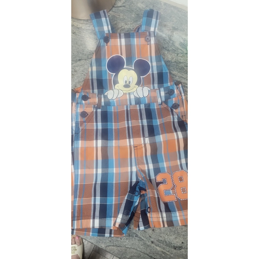 Disney Mickey Mouse Y2K plaid shortalls size 24 months